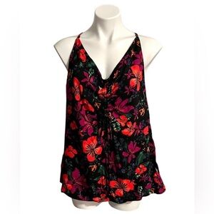 Ava & Viv Floral Camisole - Black and Red/Multi